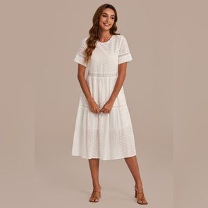Petal lush white boho midi dress large